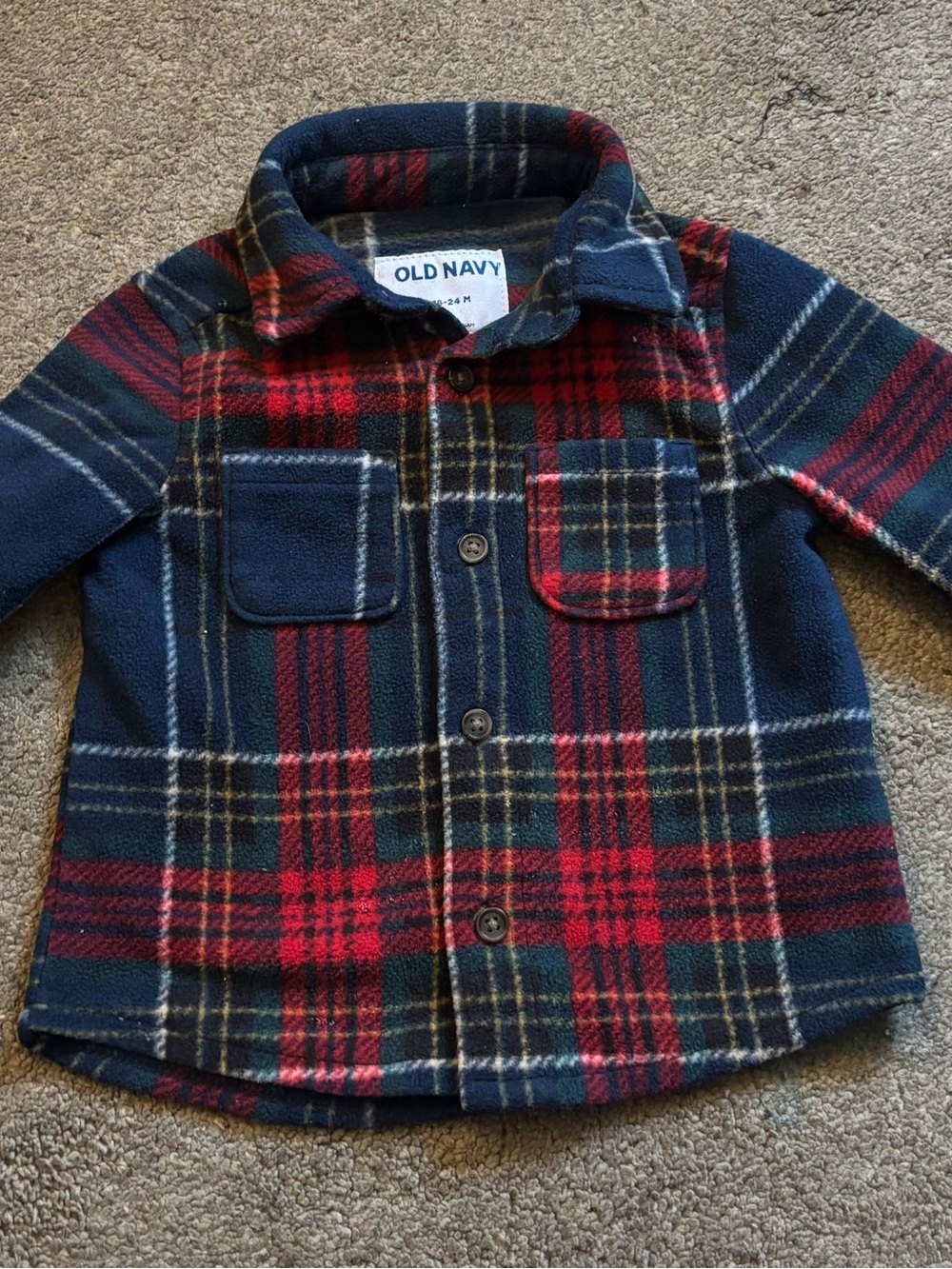 Old Navy Red and Navy Plaid Fleece Shirt - Toddler